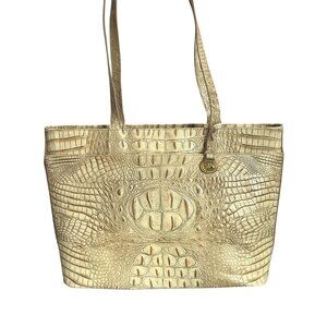 BRAHMIN Medium Asher Shoulder Tote Sand Melbourne Croc Embossed Bag Purse $395